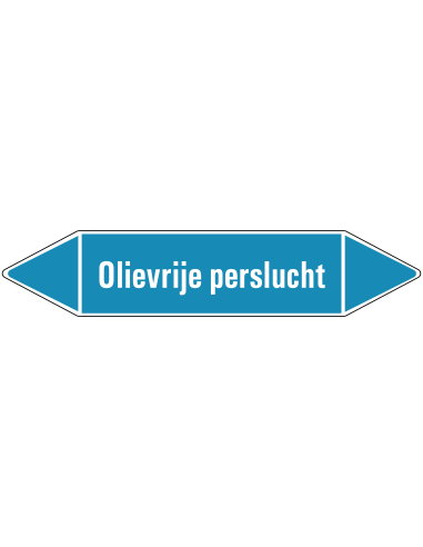 Olievrije perslucht leidingmarkering op rol, 25 meter, rechthoekig, tekst Olievrije perslucht