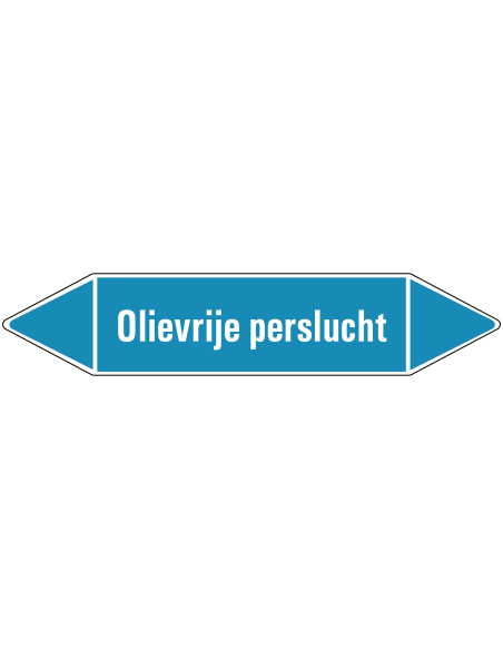 Olievrije perslucht leidingmarkering op rol, 25 meter, rechthoekig, tekst Olievrije perslucht