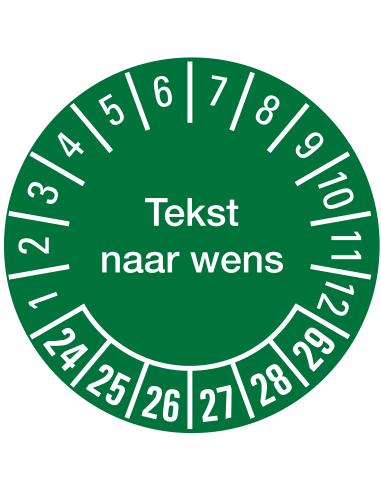 Keuringssticker met logo of tekst naar wens - vel - laminaat - donkergroen