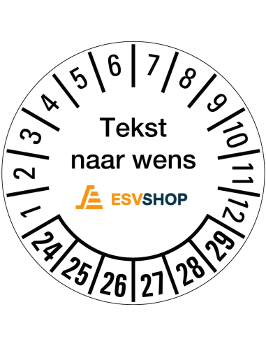 Keuringssticker met logo of tekst naar wens - vel - laminaat - wit