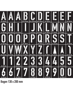 Spuitsjablonen set cijfers en letters - kunststof - 60 sjablonen