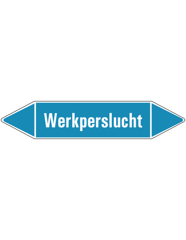 Werkperslucht leidingmarkering op rol, 25 meter, rechthoekig, tekst Werkperslucht