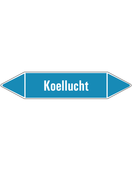 Koellucht  leidingmarkering op rol, 25 meter, rechthoekig, tekst Koellucht