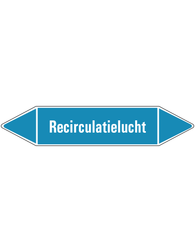 Recirculatielucht leidingmarkering op rol, 25 meter, rechthoekig, tekst Recirculatielucht