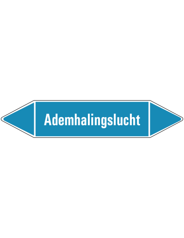 Ademhalingslucht leidingmarkering op rol, 25 meter, rechthoekig, tekst Ademhalingslucht