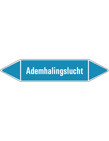 Ademhalingslucht leidingmarkering op rol, 25 meter, rechthoekig, tekst Ademhalingslucht