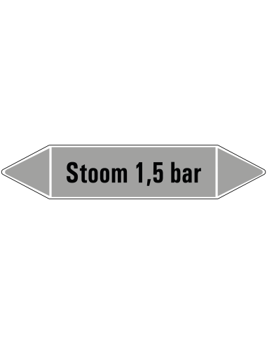 Stoom 1,5 bar leidingmarkering op rol, 25 meter, rechthoekig, tekst Stoom 1,5 bar