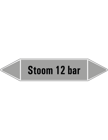 Stoom 12 bar leidingmarkering op rol, 25 meter, rechthoekig, tekst Stoom 12 bar