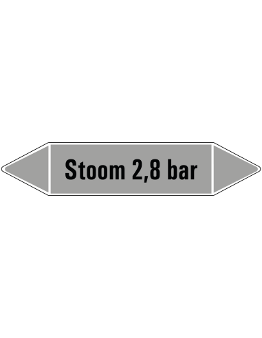 Stoom 2,8 bar leidingmarkering op rol, 25 meter, rechthoekig, tekst Stoom 2,8 bar