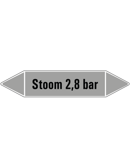 Stoom 2,8 bar leidingmarkering op rol, 25 meter, rechthoekig, tekst Stoom 2,8 bar