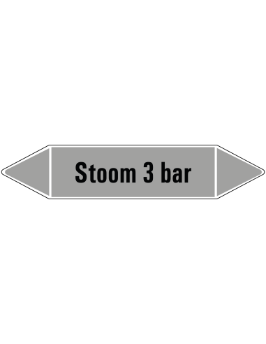 Stoom 3 bar leidingmarkering op rol, 25 meter, rechthoekig, tekst Stoom 3 bar