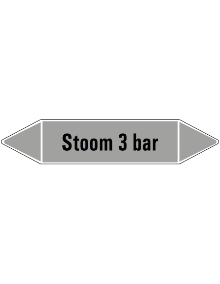 Stoom 3 bar leidingmarkering op rol, 25 meter, rechthoekig, tekst Stoom 3 bar