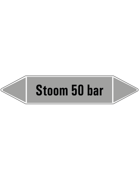 Stoom 50 bar leidingmarkering op rol, 25 meter, rechthoekig, tekst Stoom 50 bar