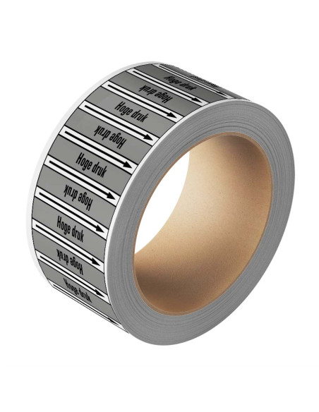 Hoge druk leidingmarkering op rol, 25 meter, rechthoekig, tekst Hoge druk