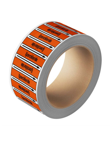 ijzerchloride leidingmarkering op rol, 25 meter, rechthoekig, tekst ijzerchloride