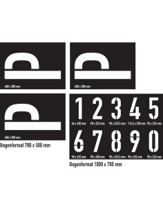 Spuitsjablonen set 6 - kunststof - 4 sjablonen, P met nummers