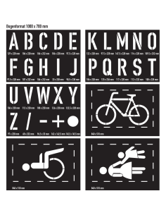 Spuitsjablonen set 3 - kunststof - 6 sjablonen, zwart