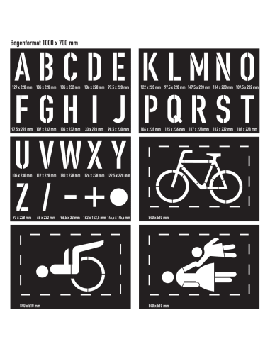 Spuitsjablonen set 3 - kunststof - 6 sjablonen, zwart