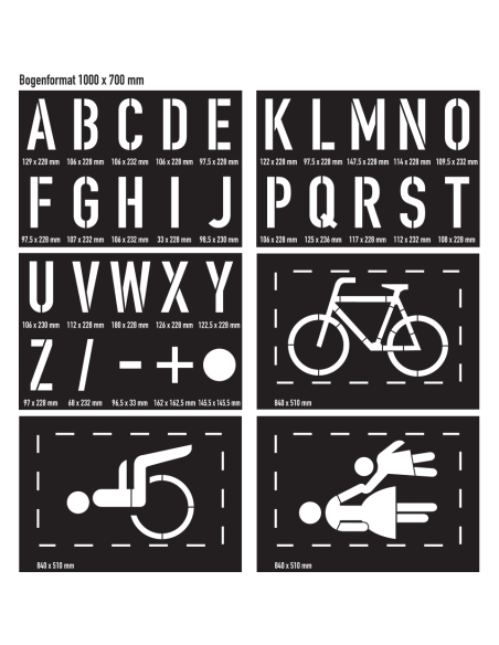 Spuitsjablonen set 3 - kunststof - 6 sjablonen, zwart