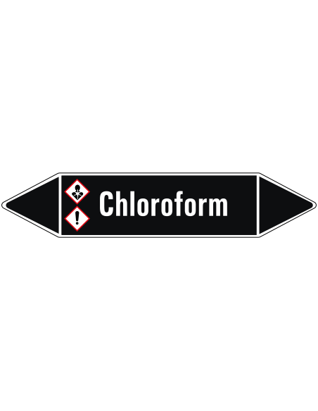 Chloroform leidingmarkering op rol, 25 meter, rechthoekig, tekst Chloroform met GHS pictogram