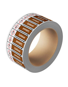 Cyclehexanol leidingmarkering op rol, 25 meter, bruin wit, tekst Cyclehexanol met GHS pictogram