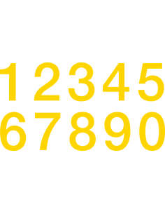 Set cijfer stickers 0-9 - watervaste zelfklevende folie - geel