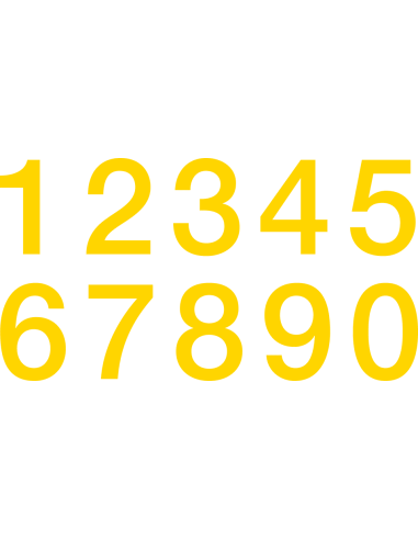 Set cijfer stickers 0-9 - watervaste zelfklevende folie - geel