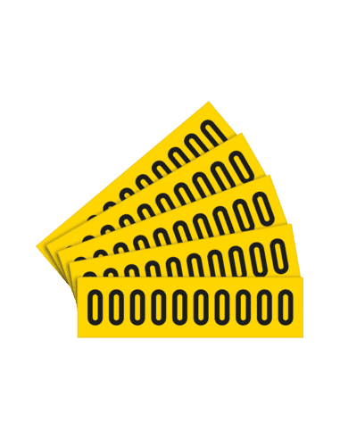 Cijfer sticker 0-9 - zelfklevende folie met laminaat - 5 x 10 stuks - geel zwart