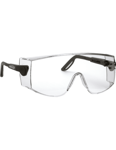 Infield Astor XL overzetbril, transparante lens, zwarte pootjes