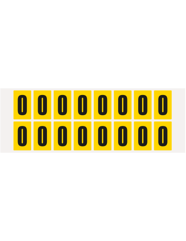 Cijfer stickers 0-9 - zelfklevende folie - 20 kaarten - geel zwart
