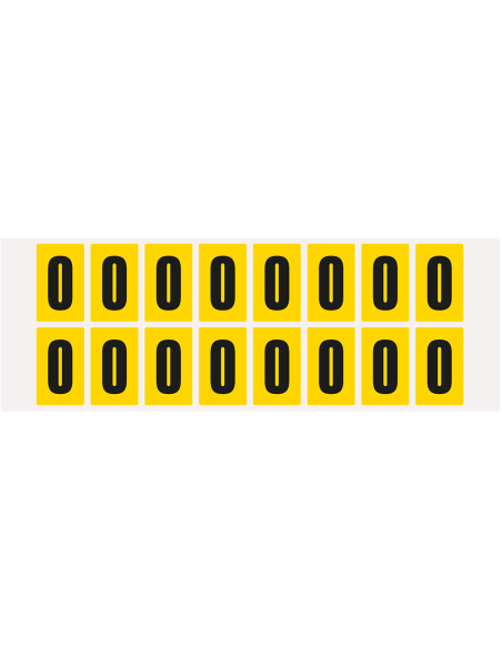 Cijfer stickers 0-9 - zelfklevende folie - 20 kaarten - geel zwart