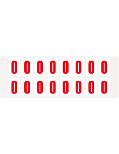 Cijfer stickers 0-9 - zelfklevende folie - 20 kaarten - rood wit