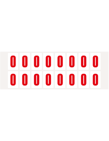 Cijfer stickers 0-9 - zelfklevende folie - 20 kaarten - rood wit