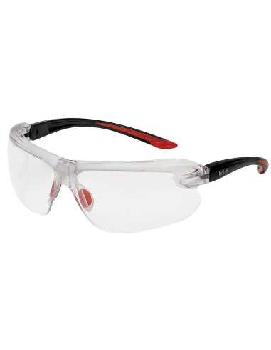 Bollé IRI-S veiligheidsbril, rood zwart montuur, transparante lens