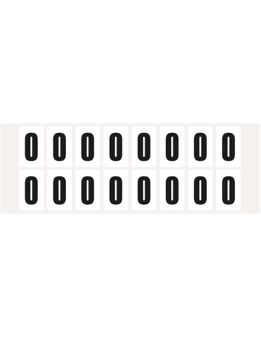 Cijfer stickers 0-9 - zelfklevende folie - 20 kaarten - zwart wit