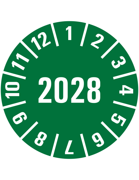 Keuringssticker met heel jaartal op rol