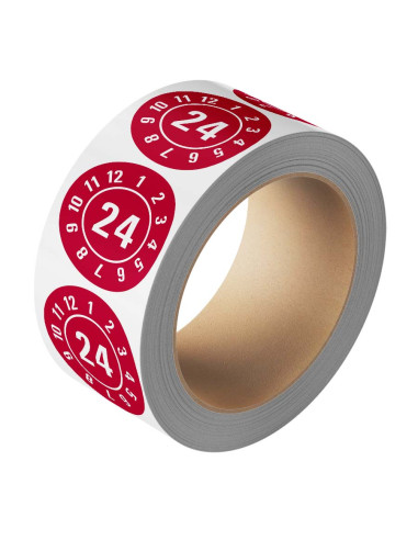 Keuringssticker met jaartal op rol