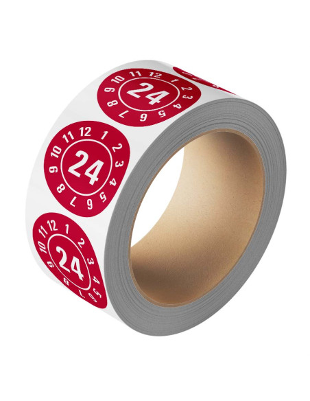 Keuringssticker met jaartal op rol