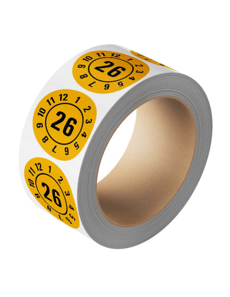 Keuringssticker met jaartal op rol