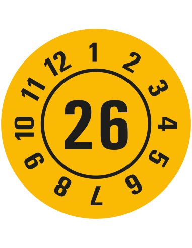 Keuringssticker met jaartal op rol