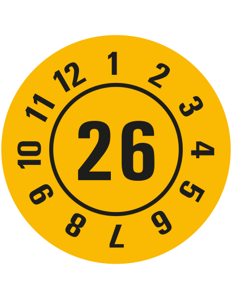 Keuringssticker met jaartal op rol