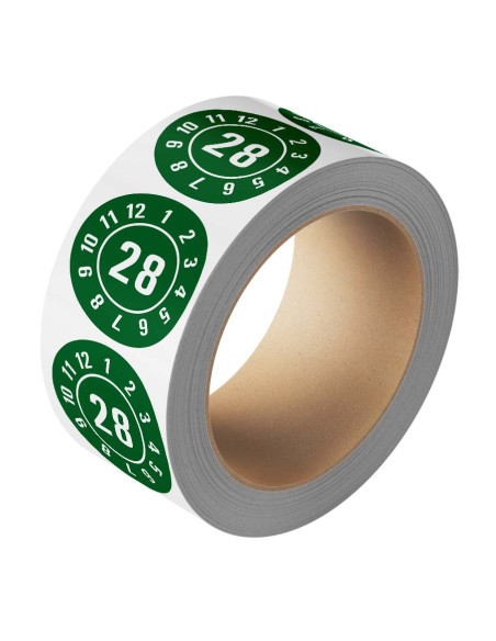 Keuringssticker met jaartal op rol