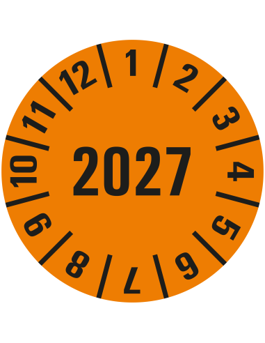 Keuringssticker met heel jaartal op vel 2027