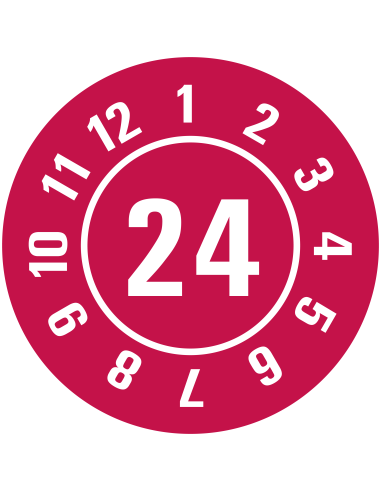 Keuringssticker met jaartal op vel 2024