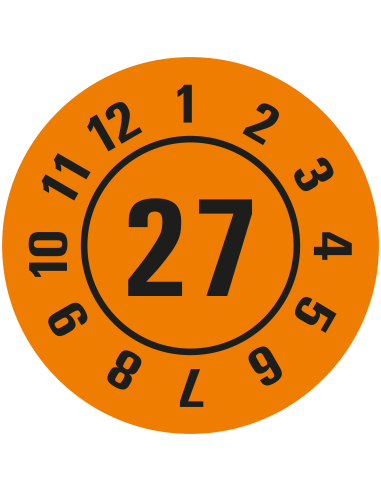 Keuringssticker met jaartal op vel 2027