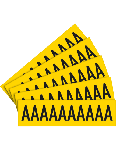 Letter stickers alfabet met laminaat - 5 x 10 stuks - geel zwart