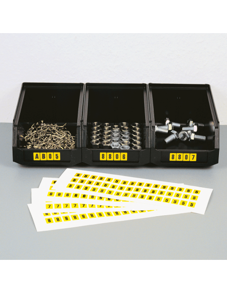 Set letter stickers alfabet - 26 kaarten - geel zwart