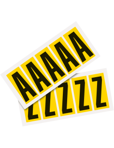 Set letter stickers alfabet - 26 kaarten - geel zwart
