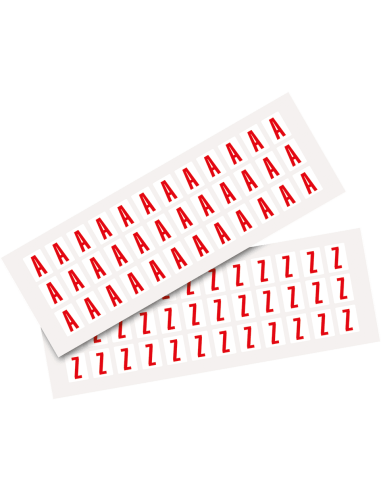 Set letter stickers alfabet - 26 kaarten - rood wit