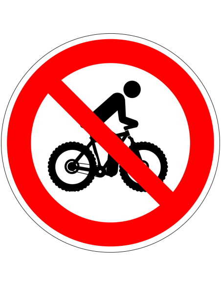 Fatbikes verboden bord, rood wit, rond, symbool persoon op fatbike met rode streep